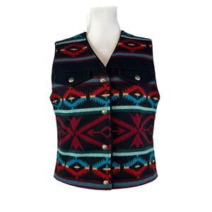Pendleton Southwest Aztec Blanket Vest size Women Small Red Teal Wool Western